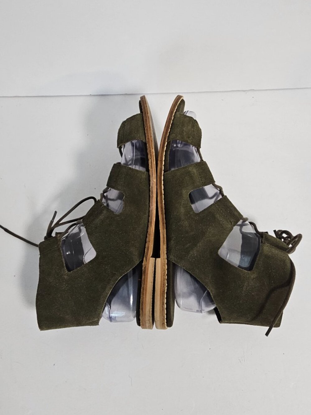 Sole Society Gladiator Sandals Cady Olive Green Suede Boho Festival Casual 8.5 - Picture 5 of 9
